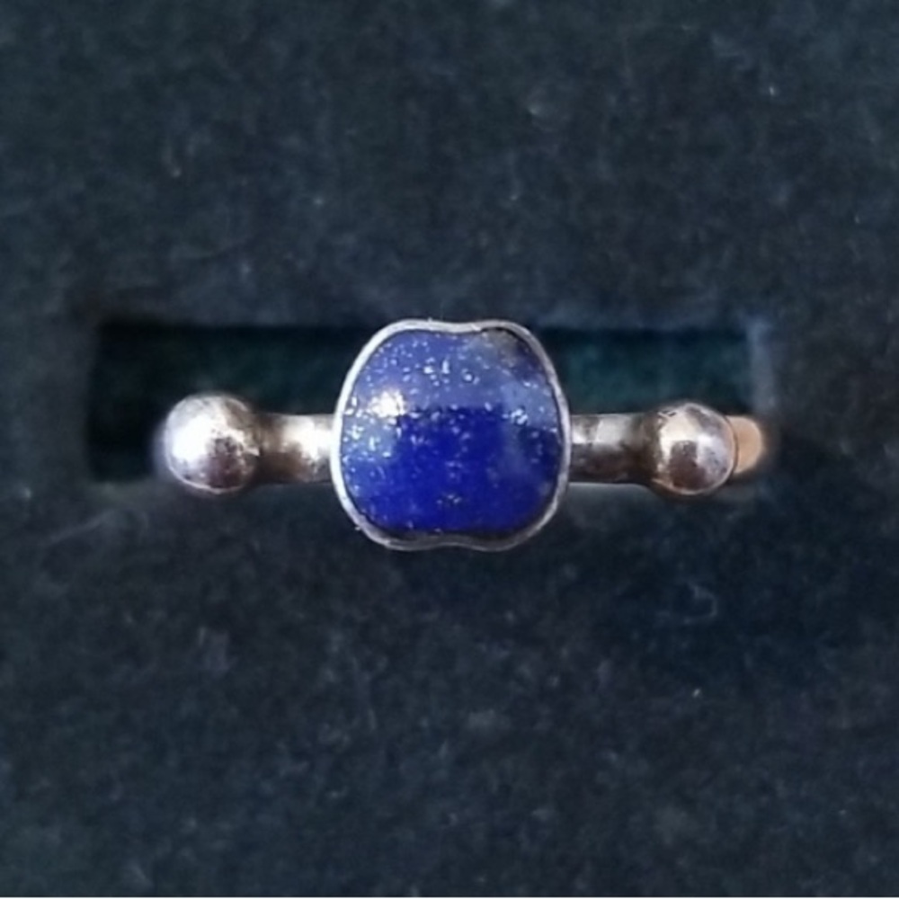 Lapis & Sterling Silver Ring Stamped 950
